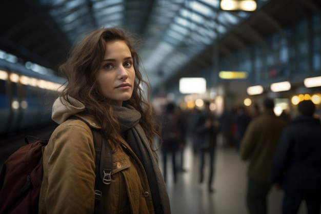 Free photo close up portrait of traveling woman