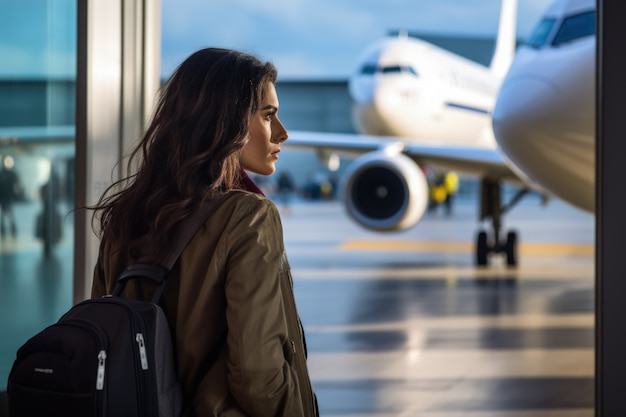 Foto gratuita ritratto ravvicinato di una donna in viaggio