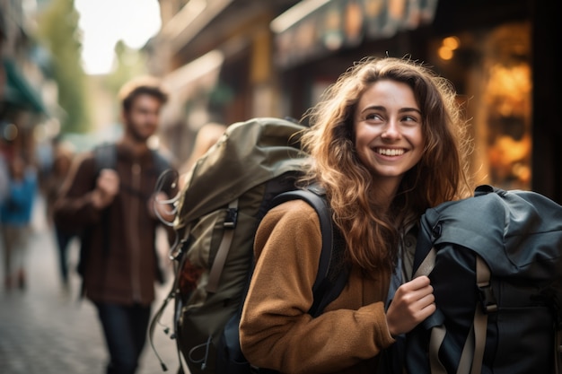 Free photo close up portrait of traveling woman