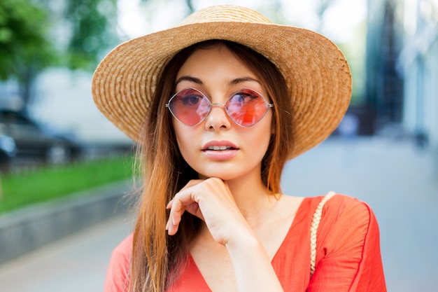 Close up portrait of wonderful romantic female model with bright makeup.