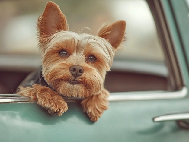 ヨークシャー犬のクローズアップポートレート
