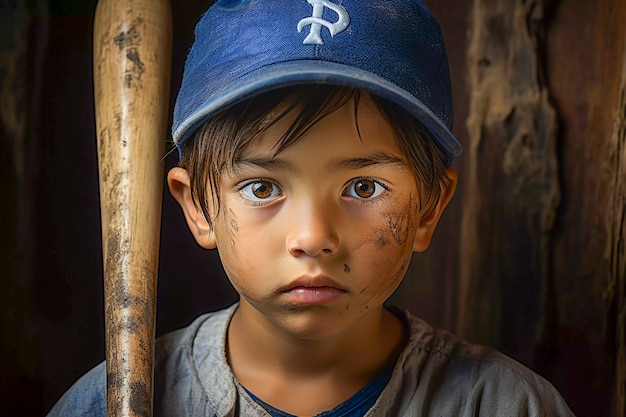 Close up portrait on young baseball player