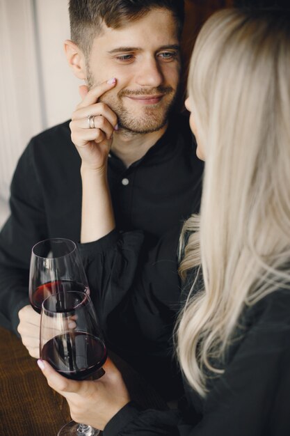 Close-up portrait of young couple in love embracing