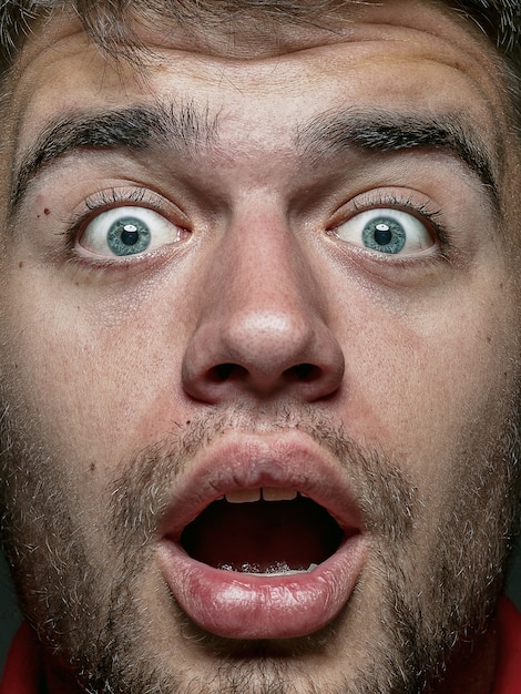 Free photo close up portrait of young and emotional caucasian man