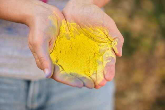 Close-up of power in yellow shade