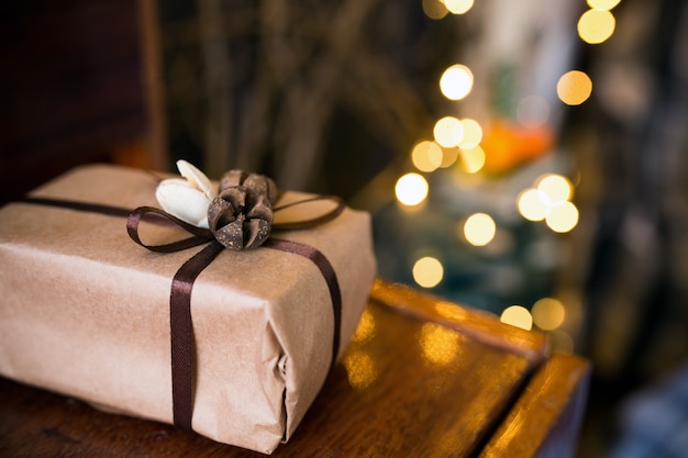 Close-up of present on the table