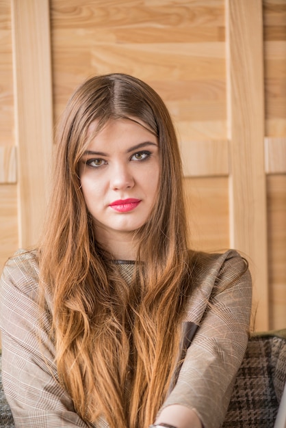 Close-up of pretty young woman