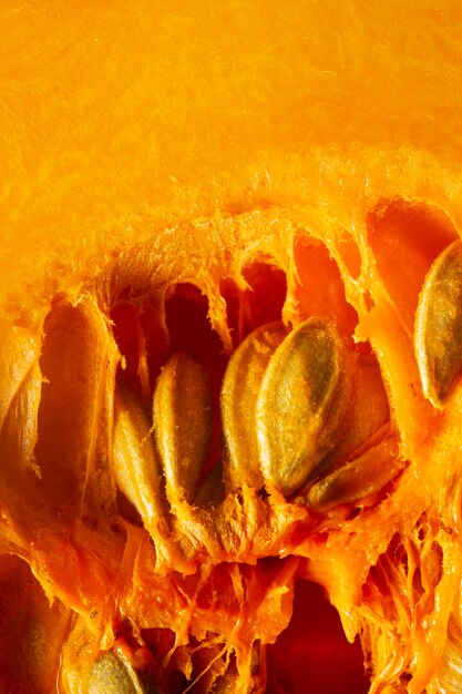 Close-up pumpkin with seeds