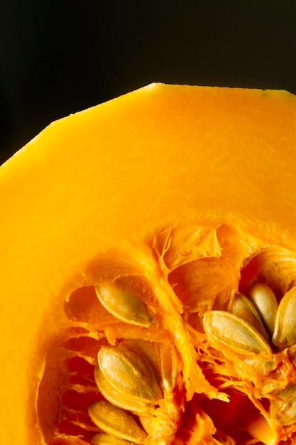 Close-up pumpkin with seeds