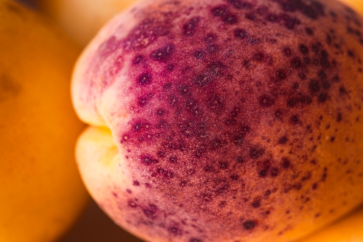 Free Photo close-up purple and yellow apricot