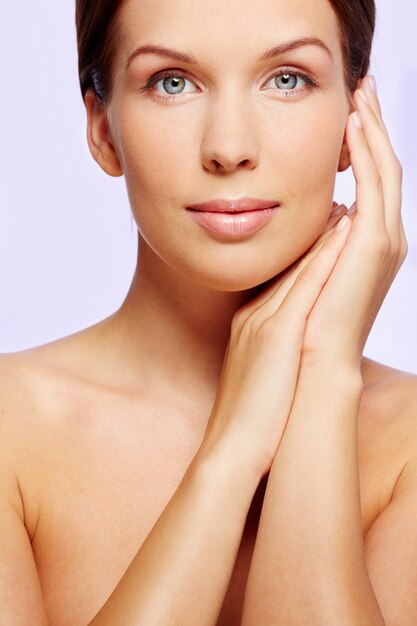 Close-up of a radiant woman