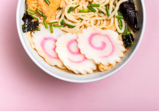 Close-up ramen noodles soup in bowl