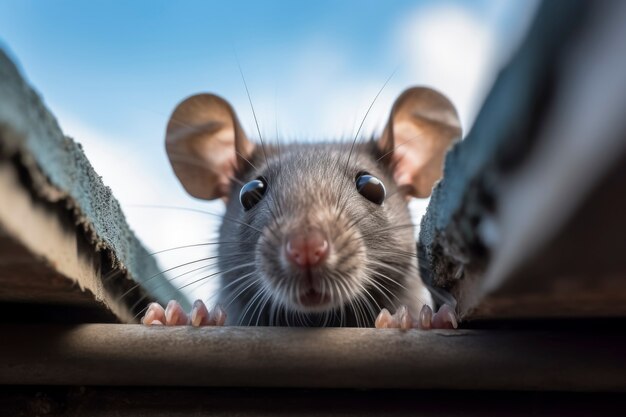 Close up on rat in sewage pipes