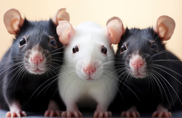 Free photo close up on rats standing in line