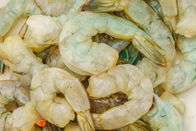 Close up of Raw shrimp .