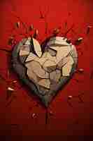 Free photo close up red broken heart