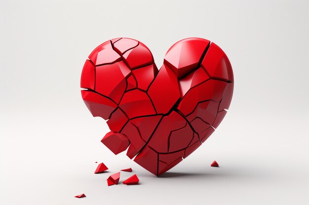 Close up red broken heart