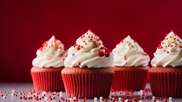 Close up on red cupcakes