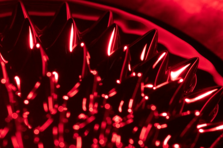Free Photo close-up red ferromagnetic phenomenon