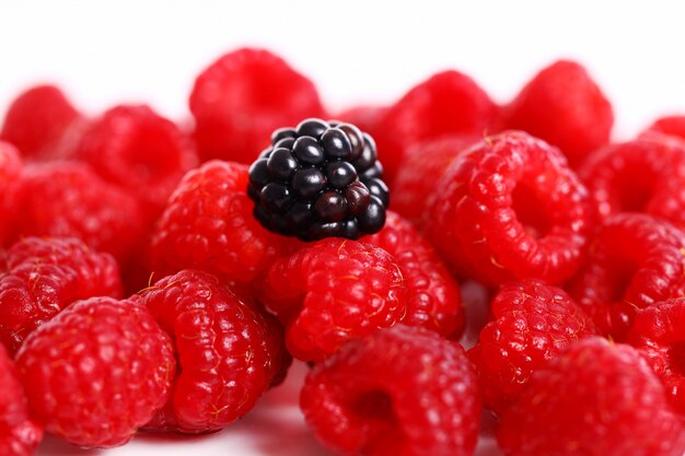 Close up of red raspberry