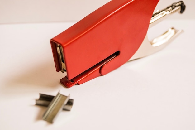 Close-up of red stapler