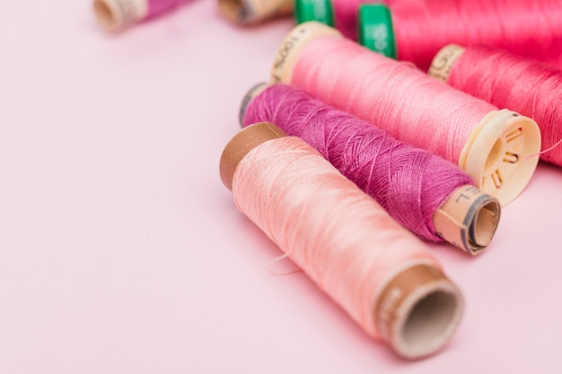 Close up of reels of yarn