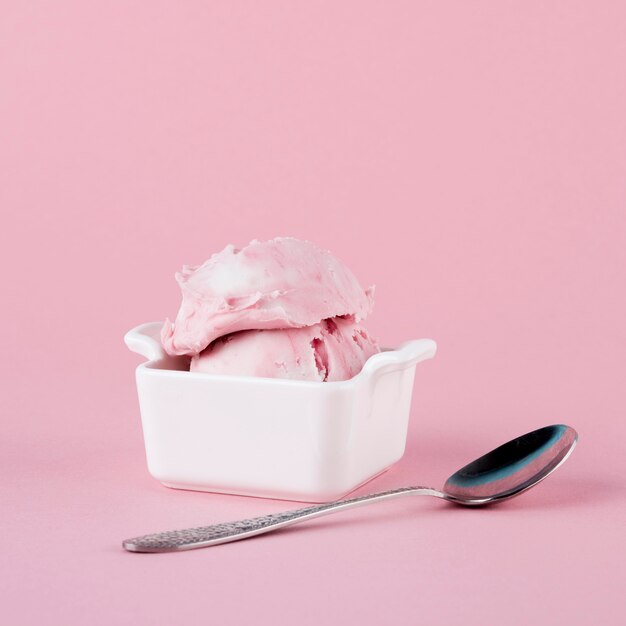 Close-up refreshing ice cream on the table