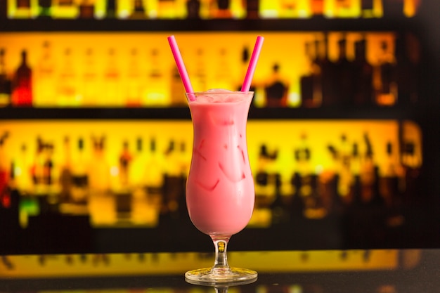 Close-up of refreshing pink cocktail