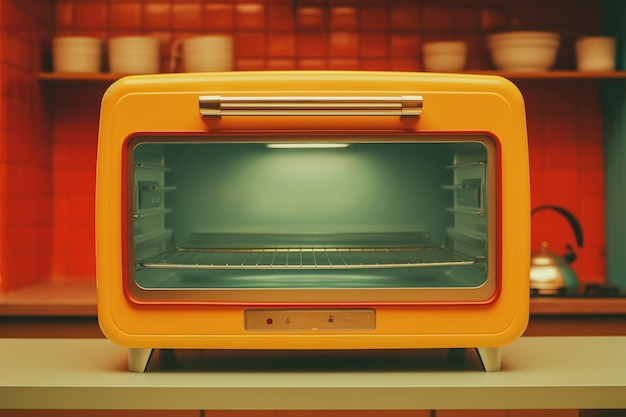 Close up on retro microwave