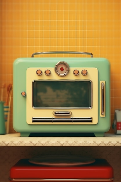 Free photo close up on retro microwave