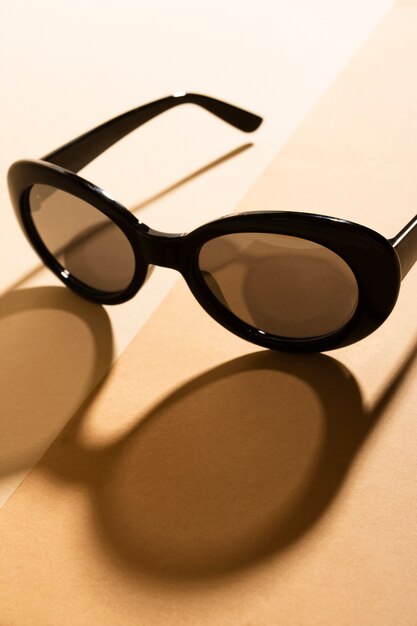 Close-up retro sunglasses with shadow