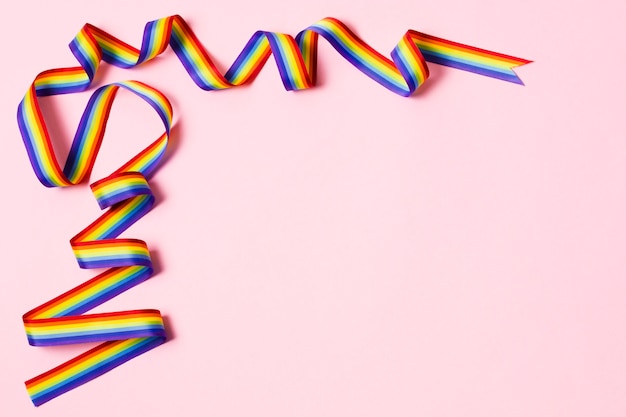 Free photo close-up ribbon in rainbow colors