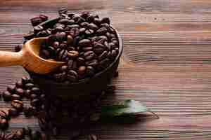 Бесплатное фото Крупный план жареных кофейных зерен