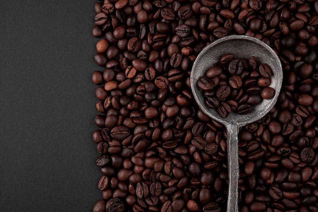 Close-up roasted coffee beans