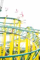 Free photo close-up of roller coaster rail at amusement park