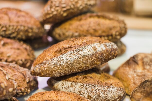 Close-up of rustics freshly baked breads