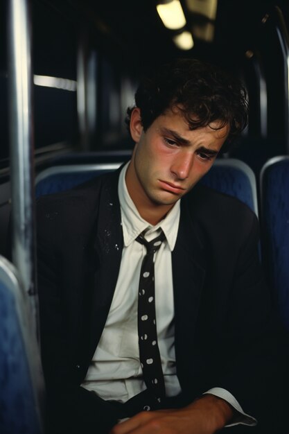 close up on sad person portrait
