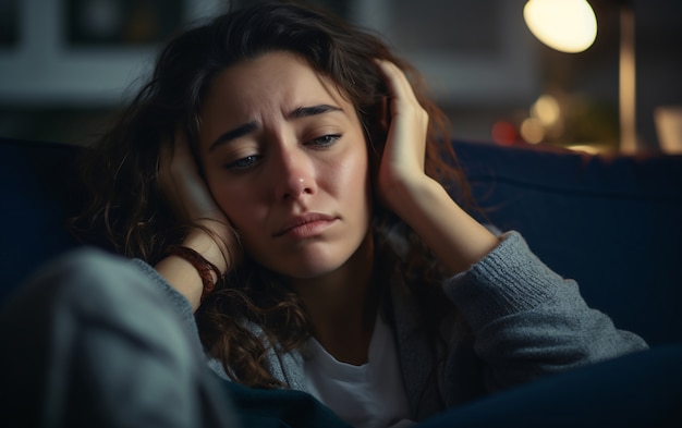 Foto gratuita primo piano sulla donna triste