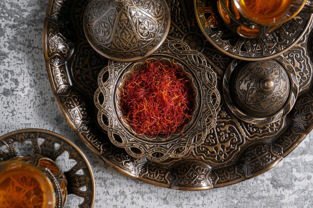 Close up on saffron infusion