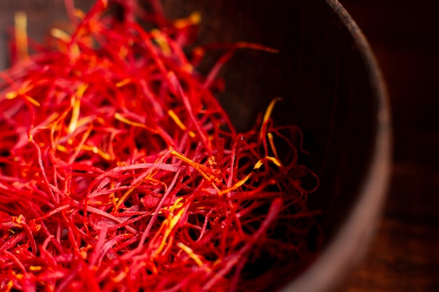 Close-up saffron still life arrangement