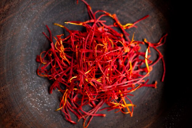 Close-up saffron still life arrangement