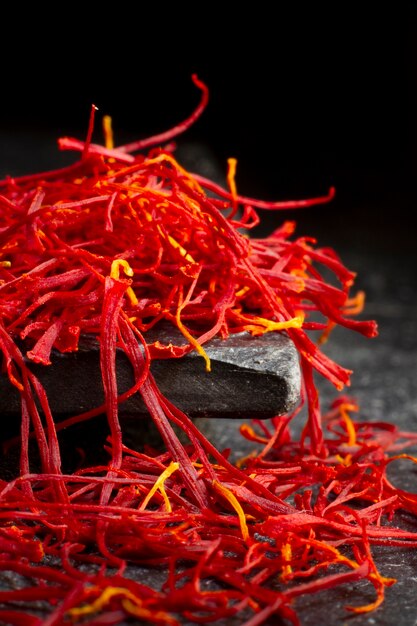 Close-up saffron still life arrangement