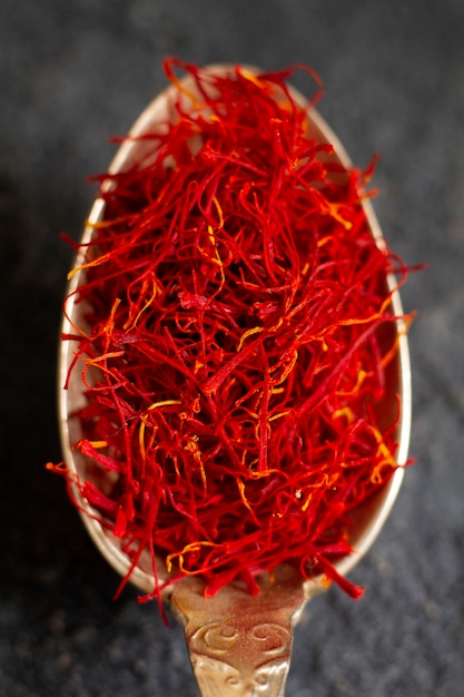 Close-up saffron still life arrangement