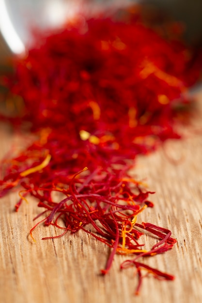 Close-up saffron still life arrangement