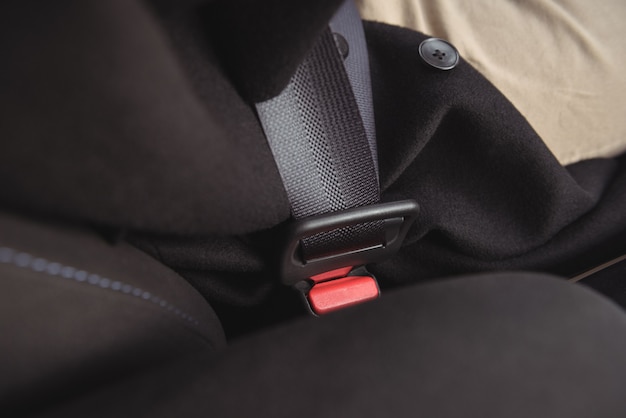 Close-up of seat belt holder