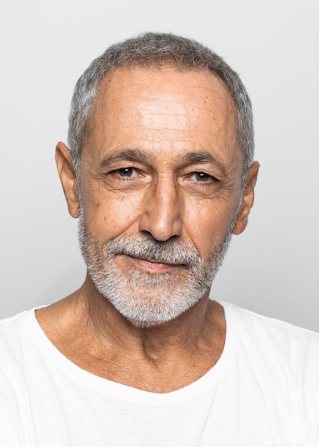 Close-up senior man with grey hair