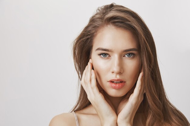 Close-up of sensual beautiful woman face