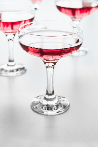 Free photo close-up set of cocktail glasses