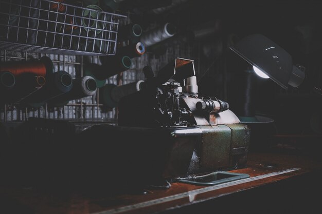 Close-up of sewing machine