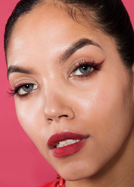 Close-up shot attractive woman's face